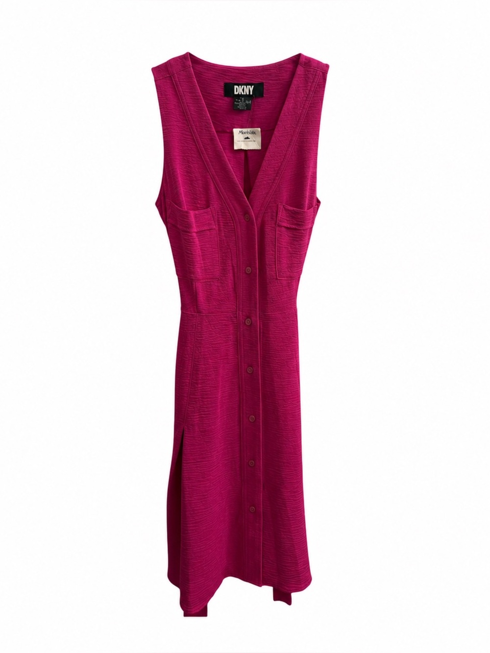 DKNY Sleeveless Button-Front Fuchsia Dress